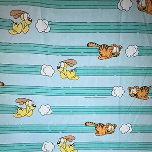 ! Vintage GARFIELD and ODIE twin flat sheet 67x84in CRAFT FABRIC 1978 Jim Davis